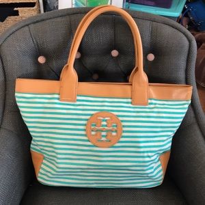 Tory Burch Striped Fabric Tote